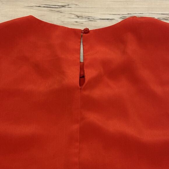 Sandro Large Blouse Sleeveless A-line Braid Detail Tomato Red - Picture 4 of 9